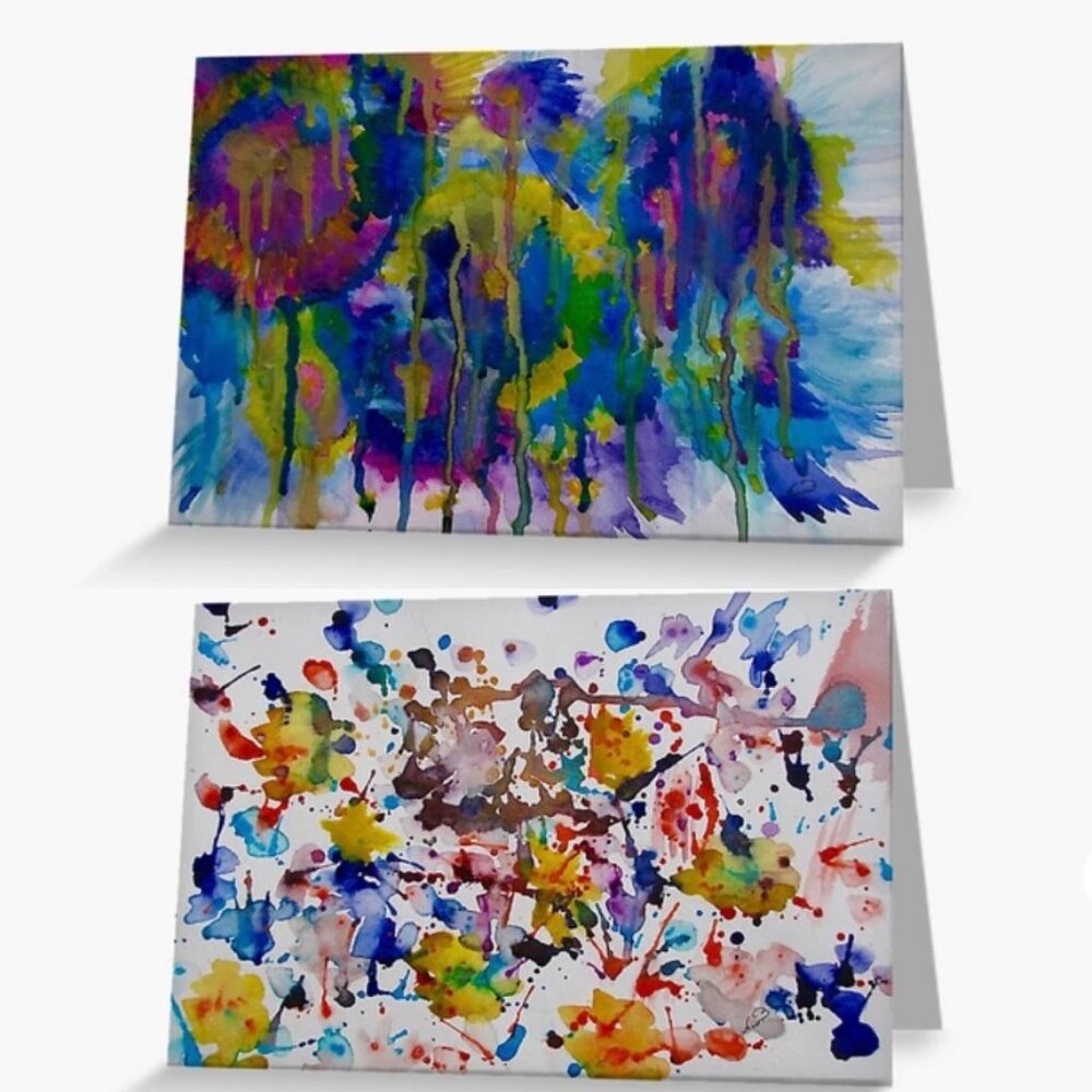 NWT - Watercolor Art Cards and Envelope Sets (2), Artwork by Noora Elkoussy
